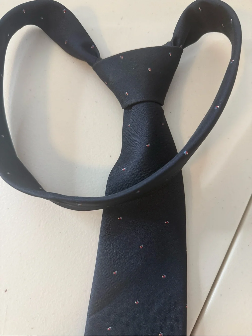 Vintage Christian Dior Navy Blue Micro Dot Logo Tie Made In Italy